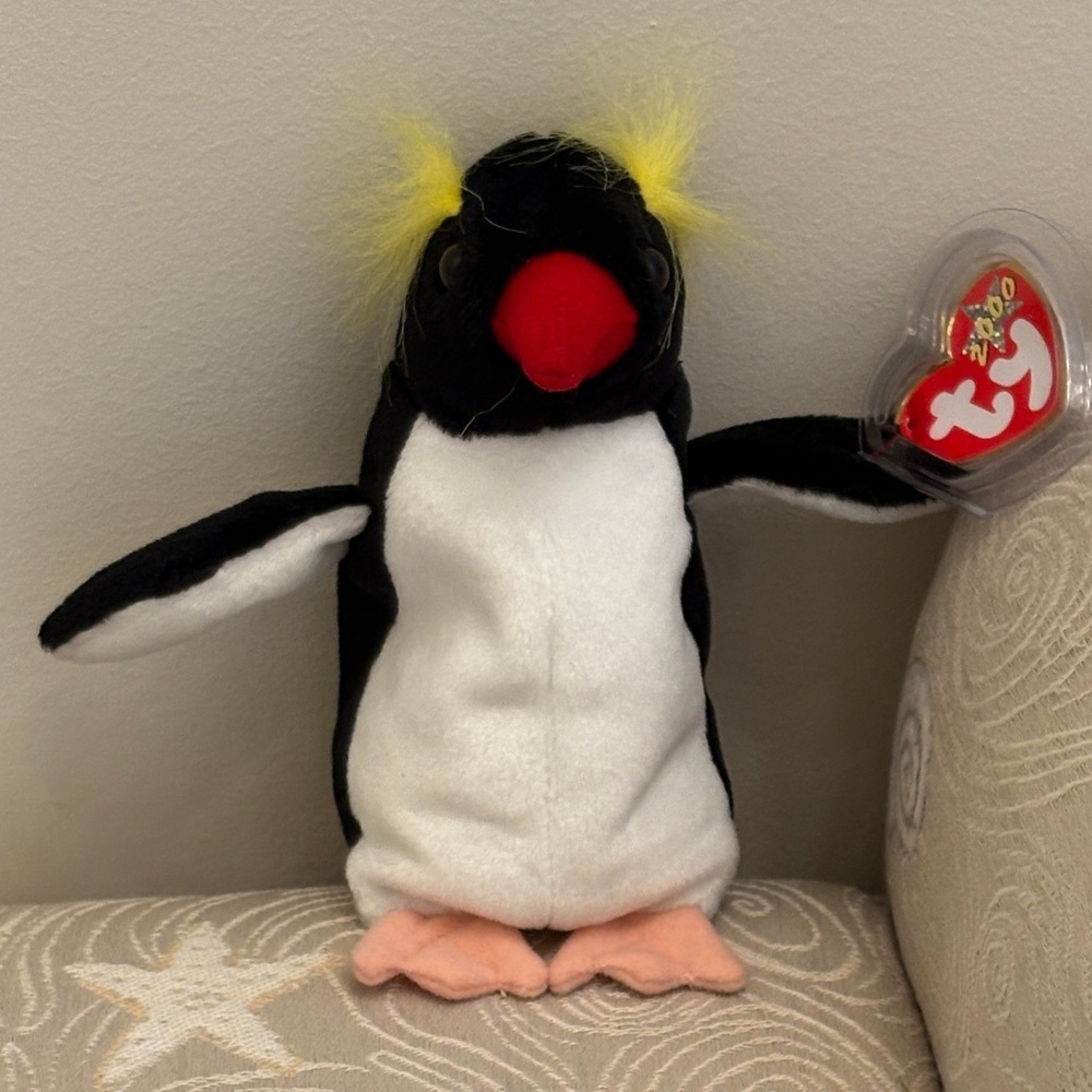 Ty Beanie Baby Frigid Penguin Plush Red Beak, rare errors on Frigid tag Yr 2000